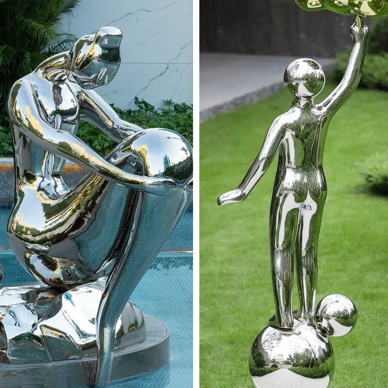 Custom Outdoor Sculptures Modern Style Metal Crafts Garden Abstract Art Stainless Steel Sculpture