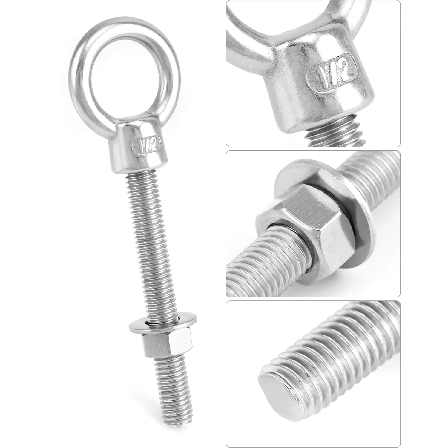 Fast Delivery Stainless Steel A2 A4 All Size Hex Hexagon Carriage Coach Flange Stud Thread Rod T Square Lifting Eye Bolt