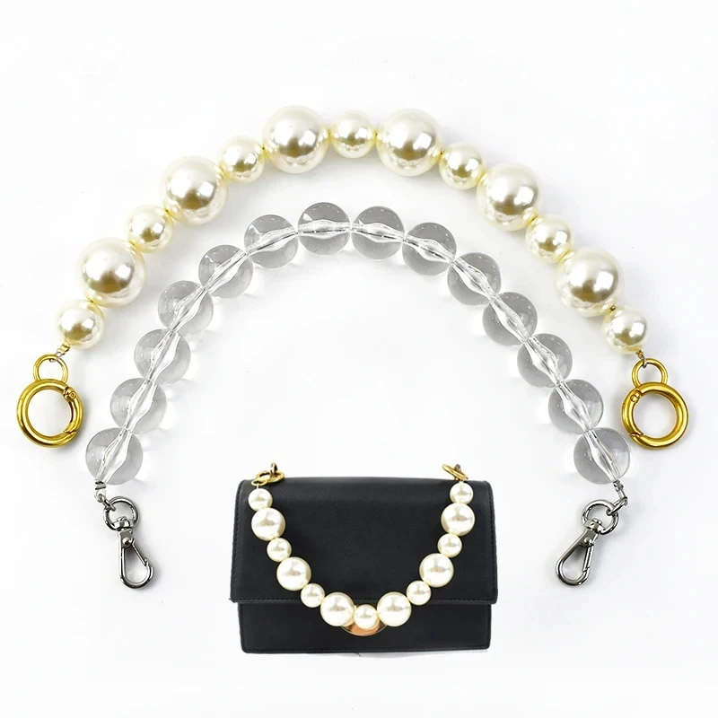 Meetee H-J487 Lady Handbag Acrylic Pearl Chain Strap Bead Resin Bag Chain