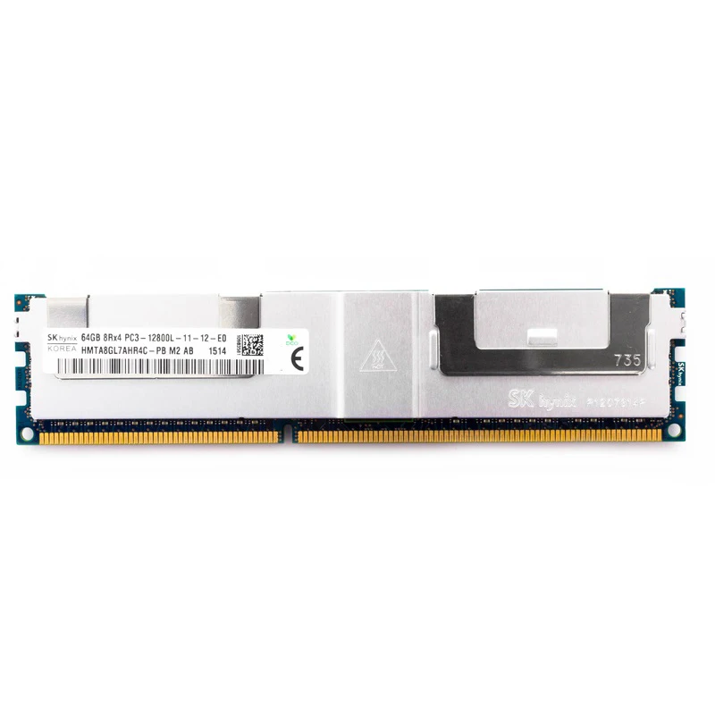 Sk Hynix 64gb Pc3-12800l Ddr3-1600 Load Reduced 8rx4 Cl11 240 Pin 1.5v Memory Module LRDIMM HMTA8GL7AHR4C-PB