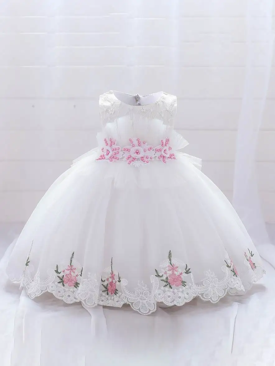 DB10134 DAVE BELLA Summer Baby Girl Princess Clothes Children Birthday Party Wedding Dress Kids Embroidered Boutique Dresses