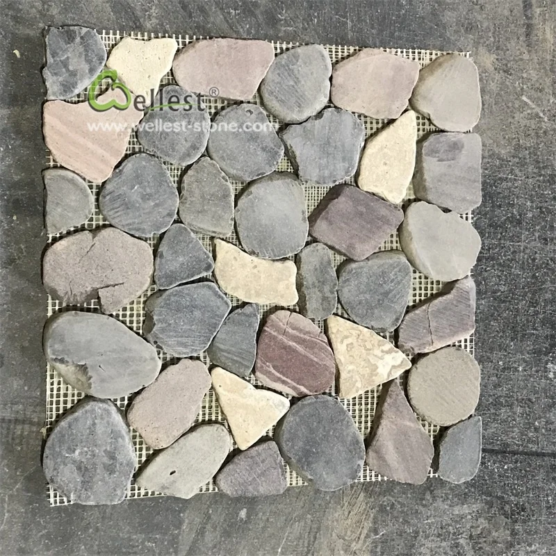 pebble stone mosaic floor mats modern style