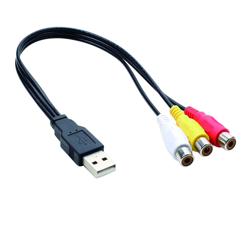 USB 2.0 to 2 RCA Cable USB Type A to RCA Male Adapter