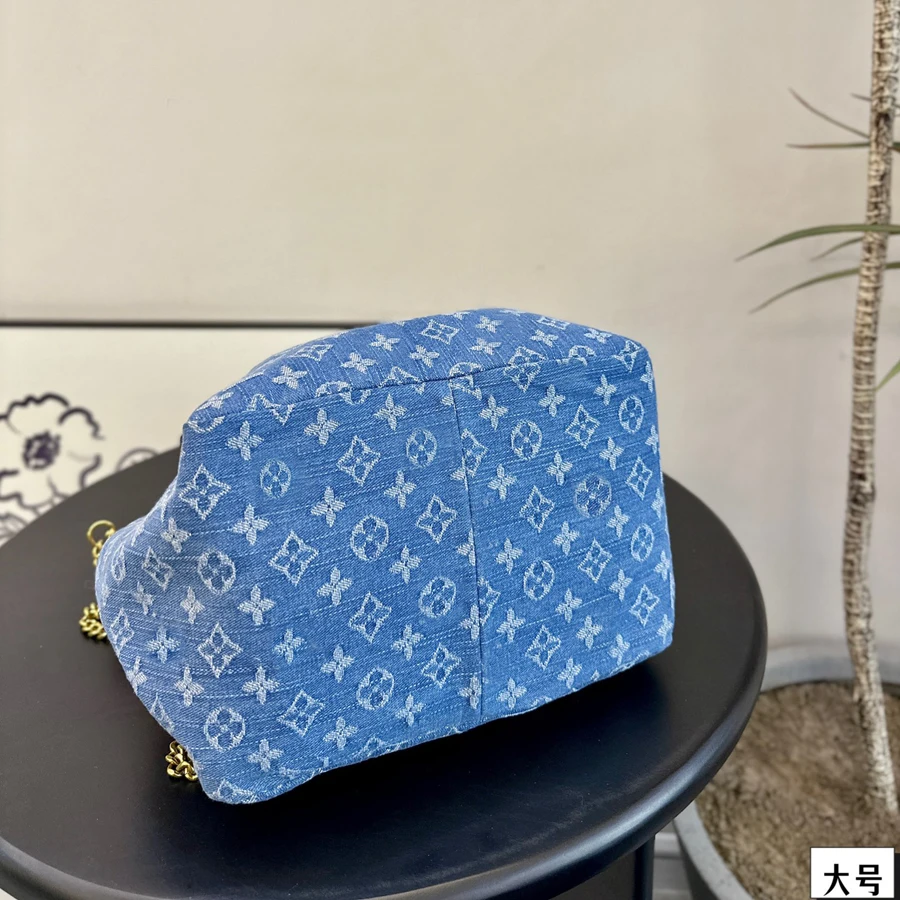 Laura Day 2024 new denim print underarm medieval bag Alphabet Tote bag Large capacity single shoulder crossbody bag