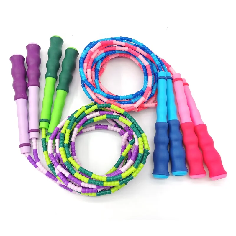 Hot Sale Beaded Workout Children Segment Plastic Bamboo Weighted Pink Buy Skipping Jump Rope For Kids