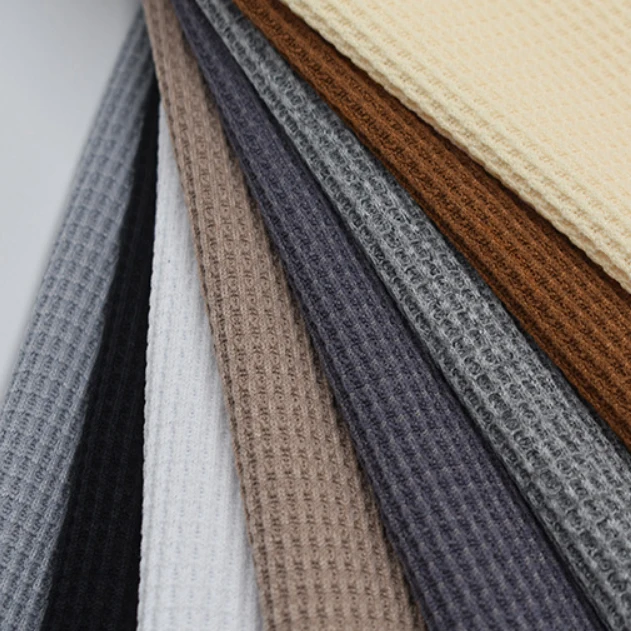 Wholesale Organic Cotton Plain Dyed Knitted Waffle Weave Fabric Waffle Fleece Fabric 100% Cotton Honeycomb Waffle Knit Fabric