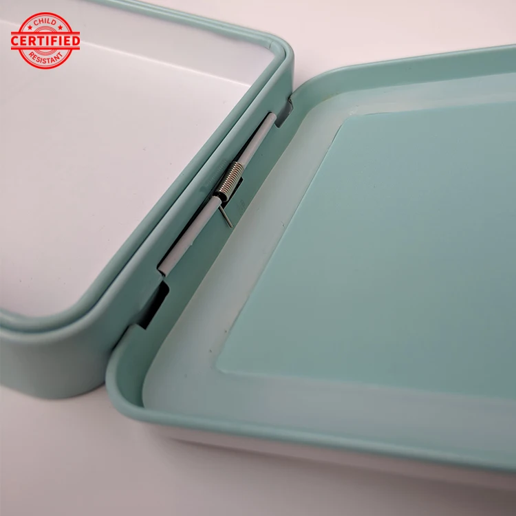 
customized childproof air tight weed packaging pre roll cones container thin square tin box for cigarette mint weed 