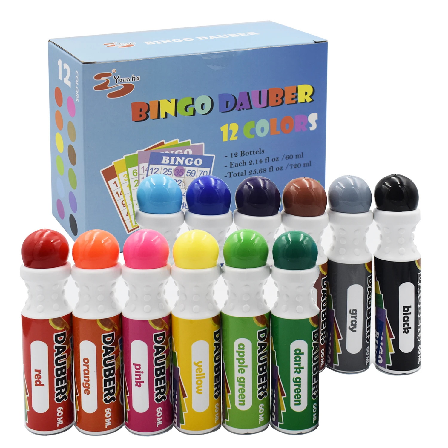 2.14oz Set of 12 Pack Bingo Daubers Dot Markers Mixed Colors bingo game sets bingo markers daubers