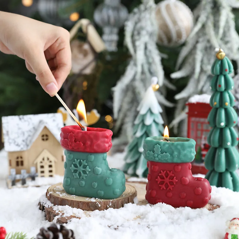 Handmade Christmas Candles Xmas Socks Shaped Scented Candle Christmas Decorations