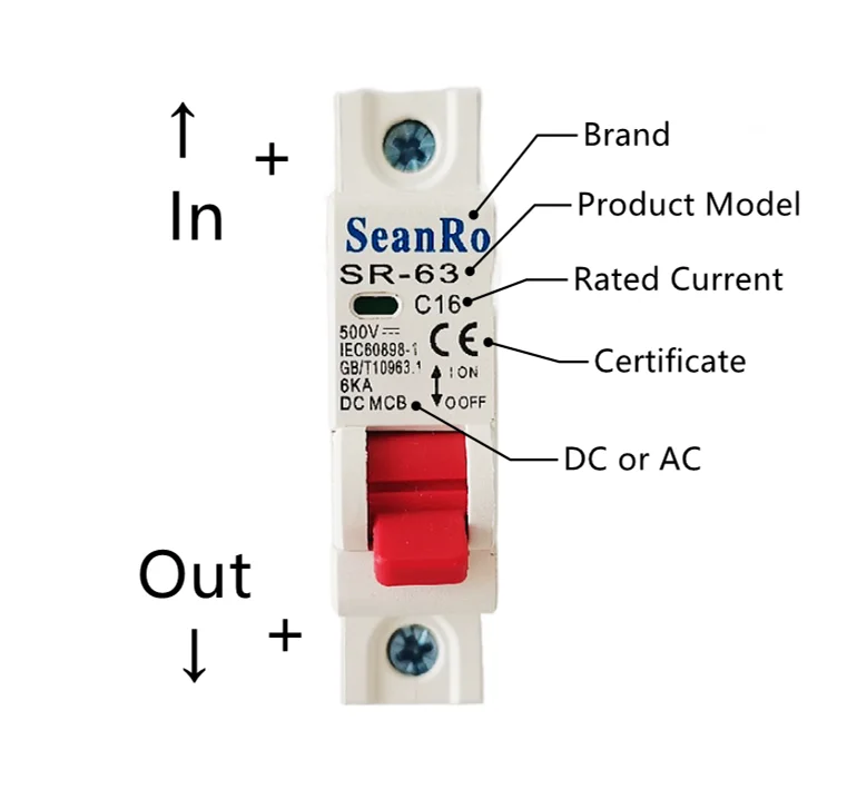 SunRo DC mini circuit breaker 6-63A 800V single pole circuit breaker