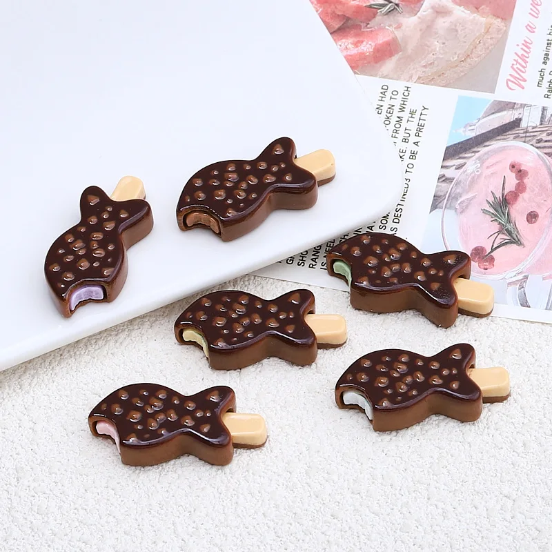 Hot Sales Diy Phone Case Hair Accessories Resin Pendant Resin Little Fish Chocolate Ice Cream For Decoration