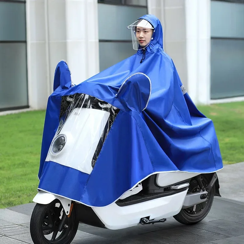 Electric vehicle raincoat thickened double brim adult conjoined riding motorcycle rain poncho scooter wholesale rain gear