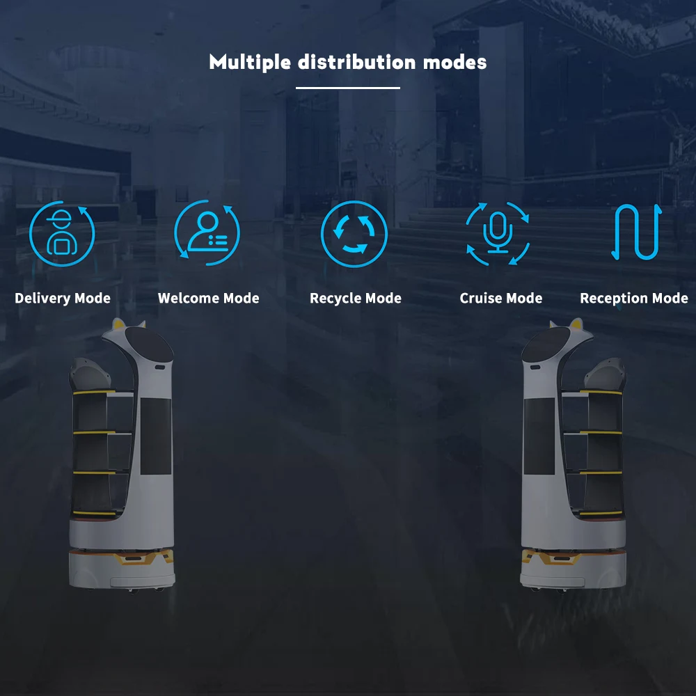 Лидер продаж, сервисные роботы, Автоматическая Доставка, пищевые коммерческие роботы, нагрузка 60 кг с 4-слойным лотком для ресторана