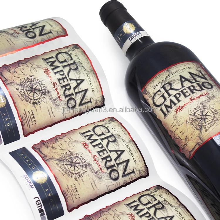 Custom Printing Food Label Beverage Drinking Wine Bottle Label Sticker for Packaging