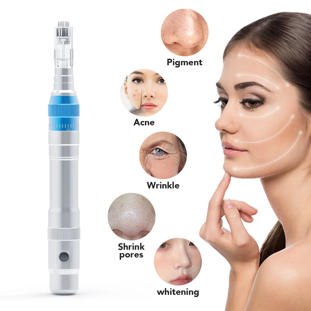 2022 Hot sale titanium microneedling derma roller system electrical auto derma stamp A6 dermapen wireless OEM logo customized