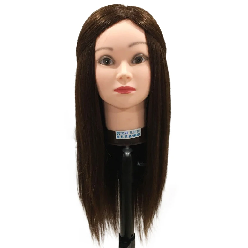 Wanda hairdressing headform real hair practice head model head doll head headform can roll hot blow