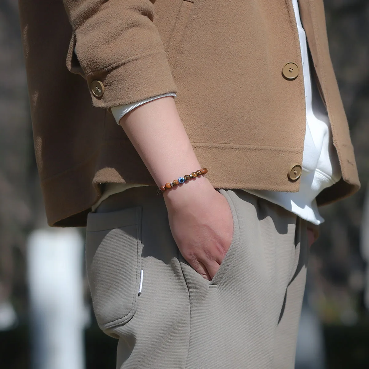 Wholesale tiger eye bracelet for men evil minimalistic eye summer products under 2 dollar  natural stone bead jewelry bracelets