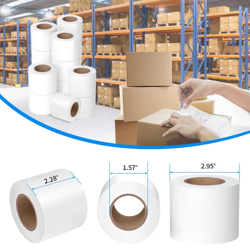 Liner Less Stickers FDA Food Contact Thermal Label  Roll Non Fluorescent agent Self Adhesive paper Roll