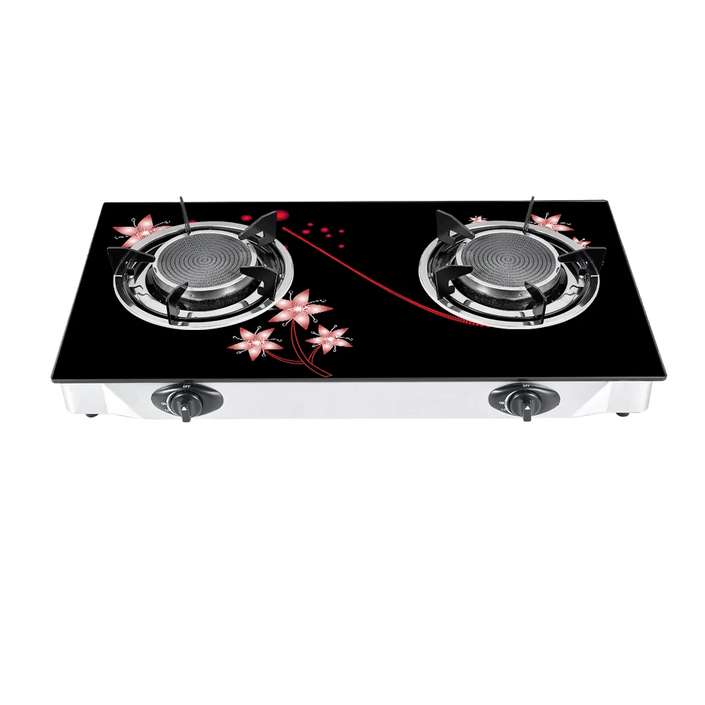 Explosion-proof Glass Indoor 2 Burner infrared gas stove Gas Cooker Glass Top Gas Stove