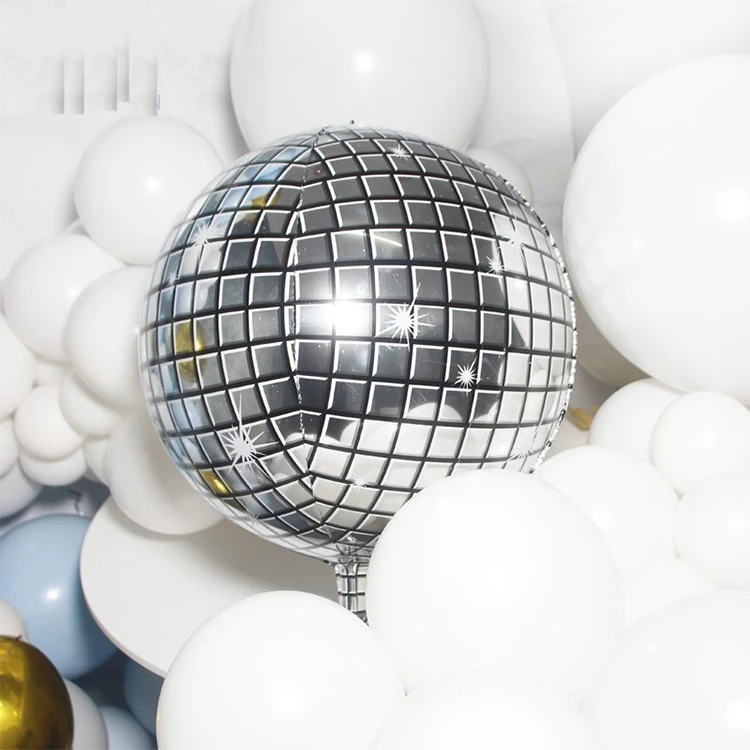 Festival Theme Party Supplies Mirror Color 22 Inch Reflective 4D Foil Balloons Metallic Party Disco Ball Balloons