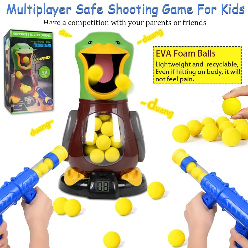 Duck Toys Shooting Games with Soft Foam Balls,Target Practice Toys with LCD Score RecordMultiplayer Interactive Games Toys