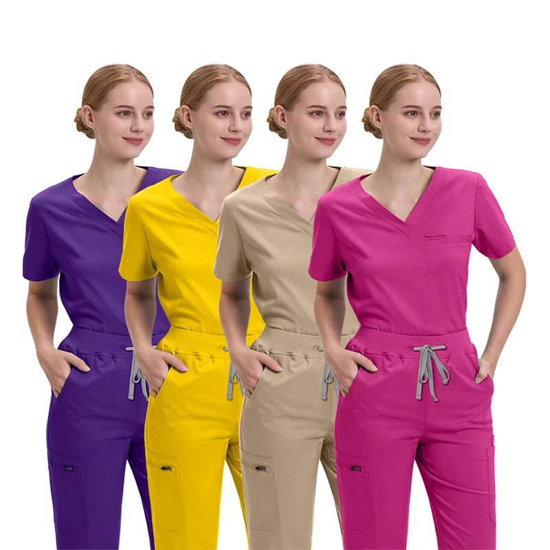 2024 Anti Wrinkle Cotton Fabric Custom Logo Medical Doctor Suit Fit Jogger Hospital Uniforms Nurse Scrub Sets For Men and Women