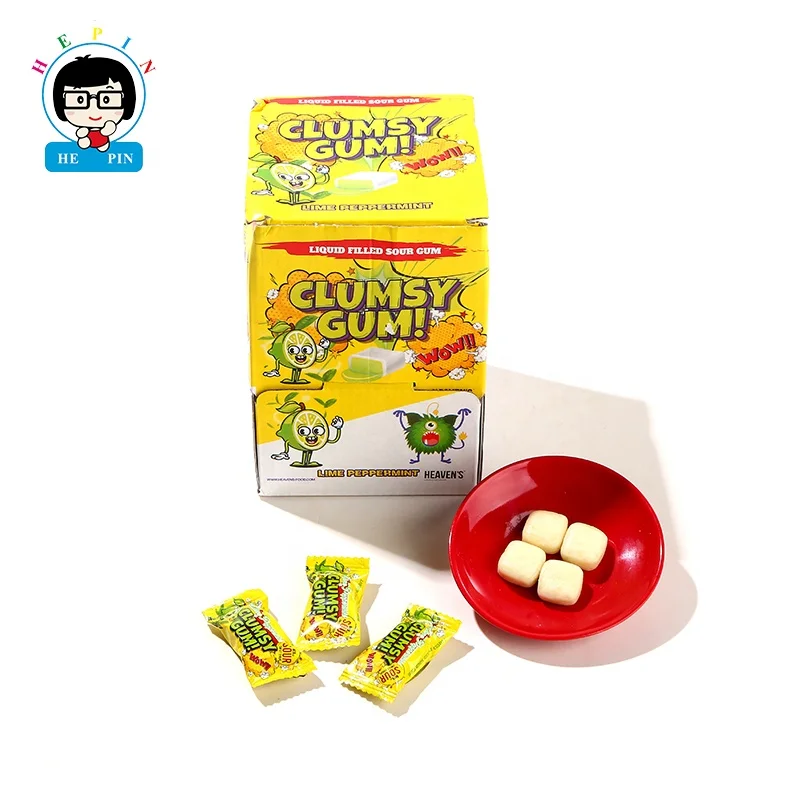 Hot Sell Sour Lemon Flavor Liquid Filled Bubble Gum Tasty Fruit Flavor Chewing Gum