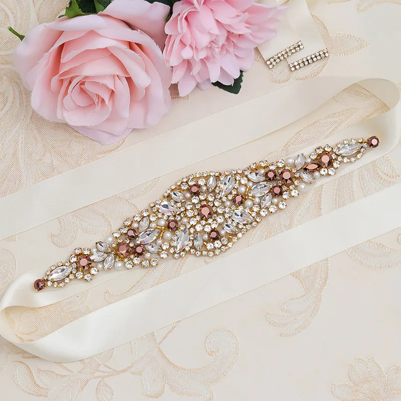 Tik Tok off-white beaded Diamond Flower Elegant Woman Belts Fashion Design Rhinestone Belts For Dress Wedding Bridal Pearl Belt