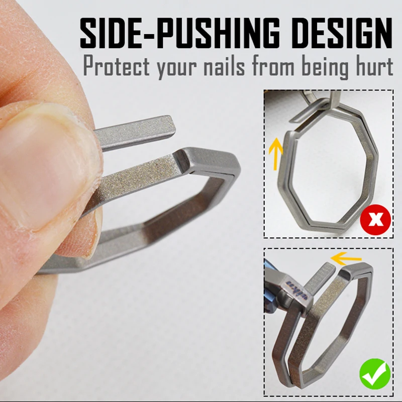 High Strength Eight Angles Titanium Key Ring Ultralight Metal Key Holder for the Best Gift & Outdoor EDC Tools