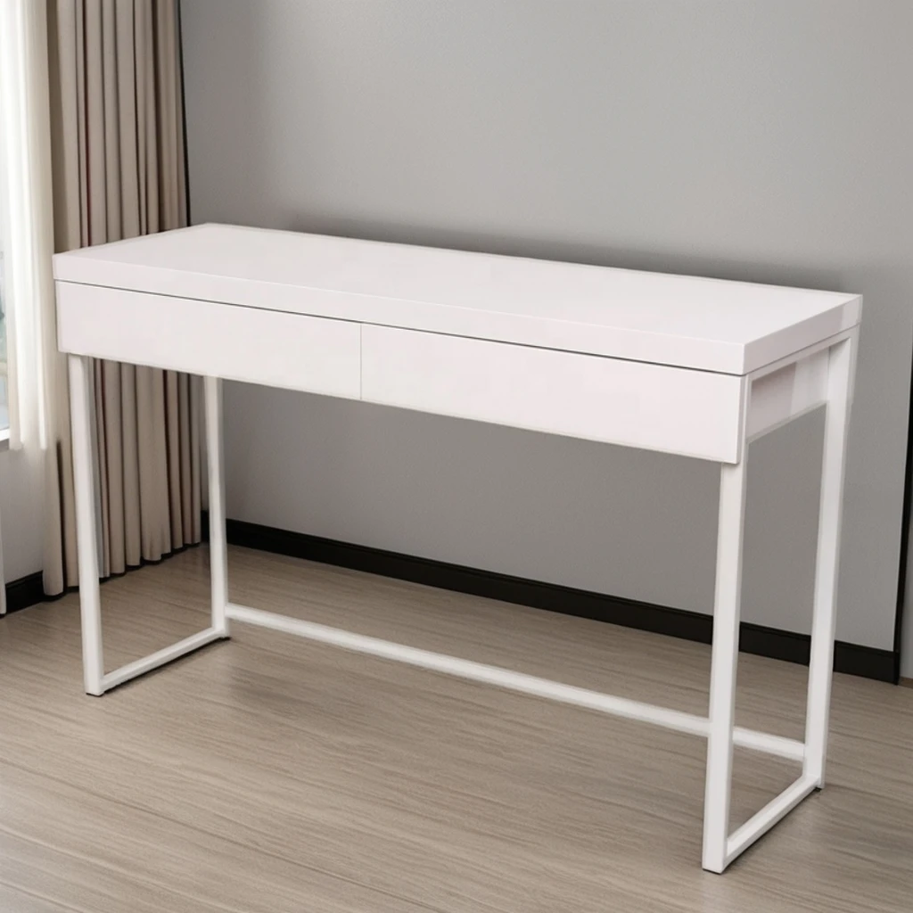 High Quality Customizable White PC Office Computer Desk with 2 Wooden Drawers Gaming Table for School Use