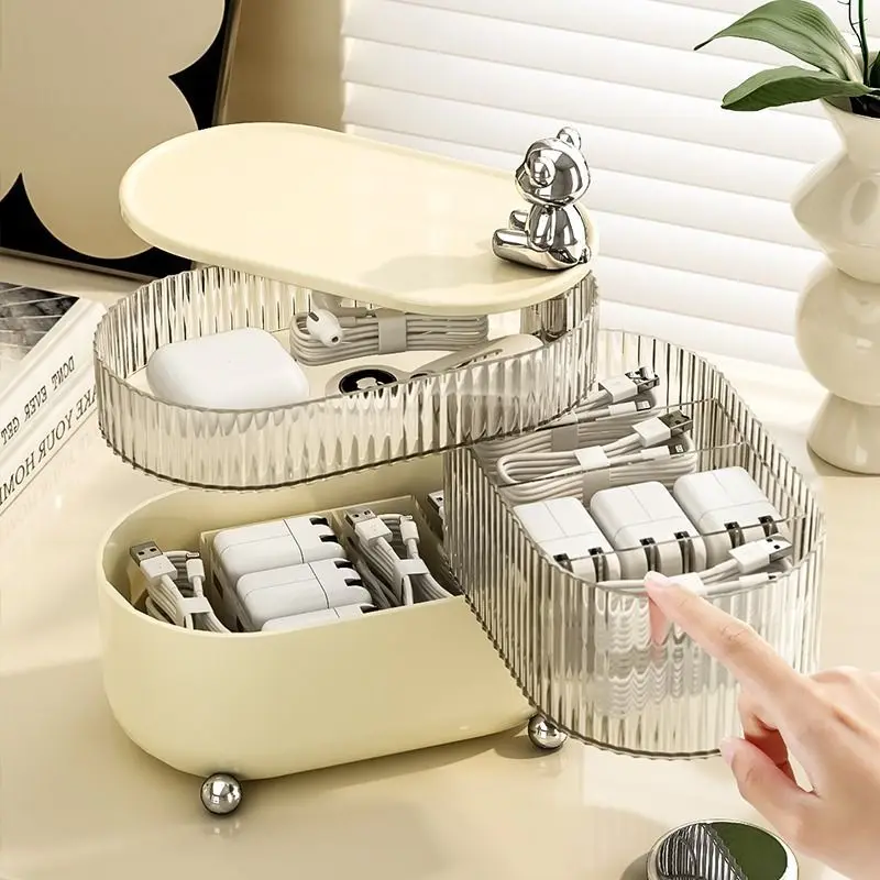 New Cosmetic Storage Tray 360 Rotating Makeup Organizer Small Storage & Organizer  Desk Organizer Box