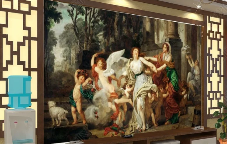 3D трехмерные рельефные обои в европейском стиле с маленьким ангелом фон для стены украшение спальни Фреска