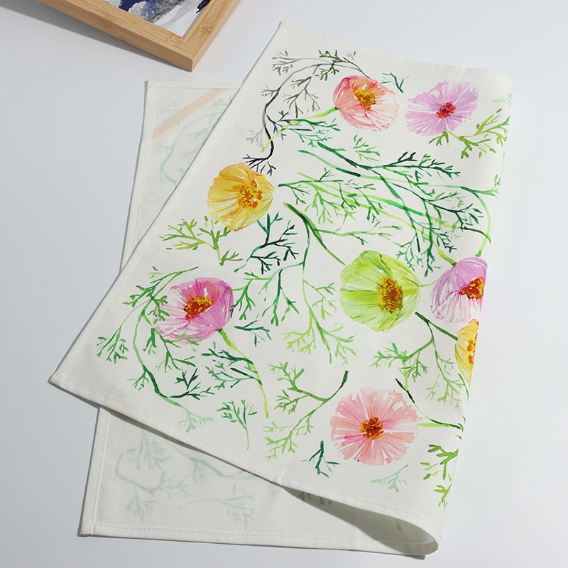 HOSHOM Custom Design Fruit Floral Eco-friendly Kitchen Swedish Dishcloth Biodegradable Cellulose Sponge Cloths With Print