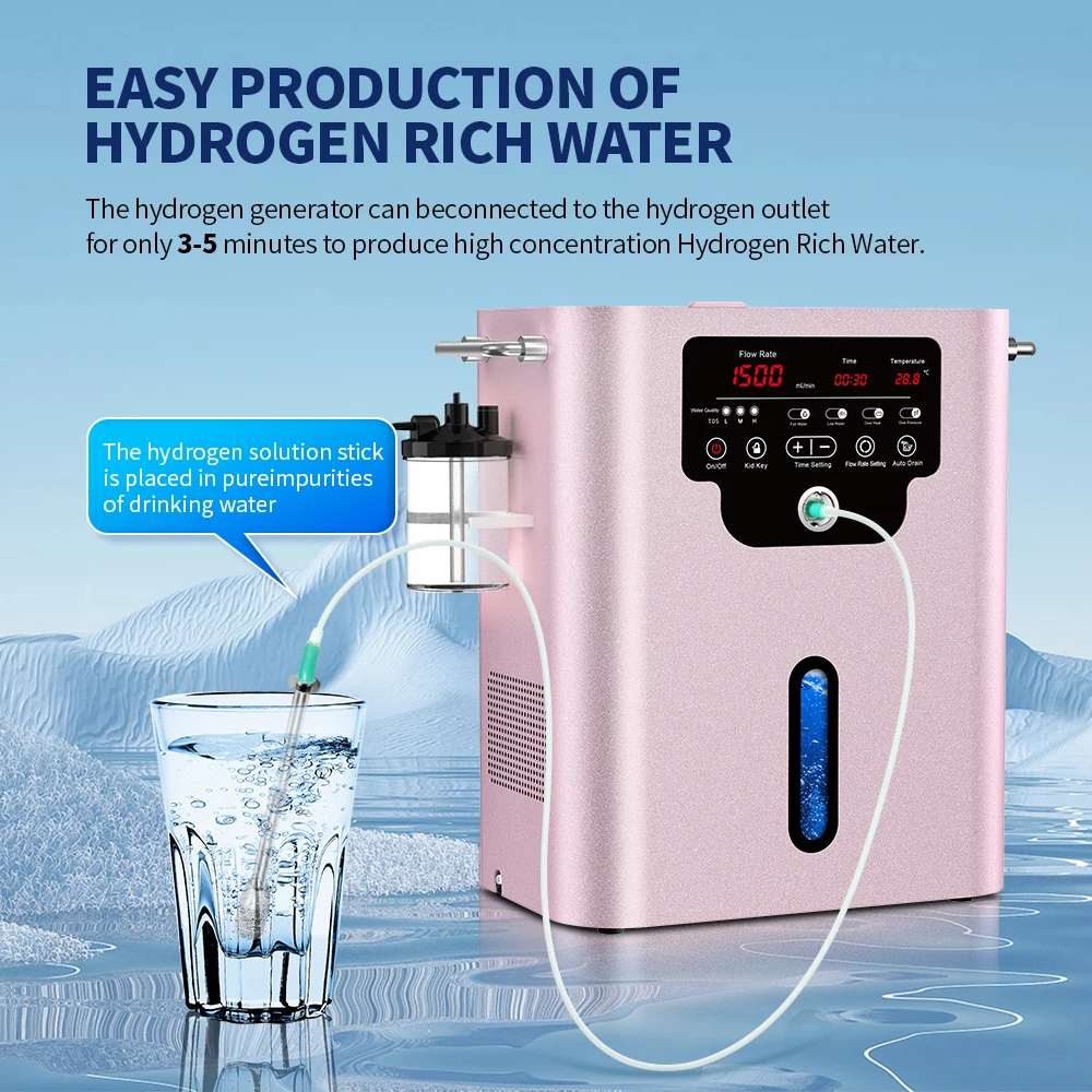 Suyzeko Professional 1500ML/Min Hydrogen Oxygen Generator Electrolyzer SPE PEM Technology H2 Breath Machine