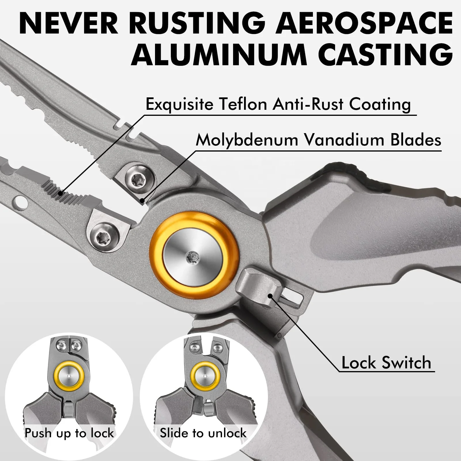 Truscend 2023 Newly arrived stainless steel OEM Seawater Fishing Hooks Remover Fishing Pliers With self locking system