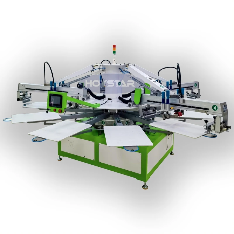 automatic rotary screen printing machine for t shirts nonwoven bags textile serigraphic 4 colors garment silkscreen automatic