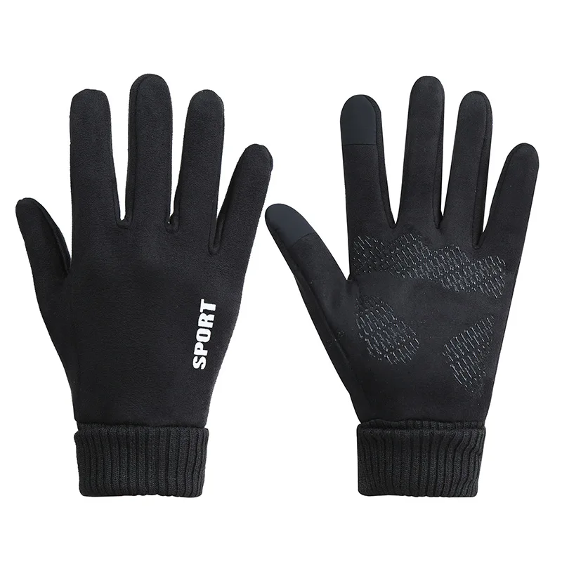 Winter warm velvet gloves adult male and female plush thickened cycling sports antiskid screw mouth touch screen gloves