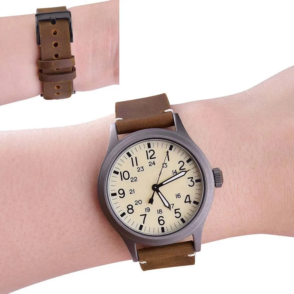 Customize  22mm 24mm Quick Release Watch Straps Genuine Calf Leather Watch Bands for men and women