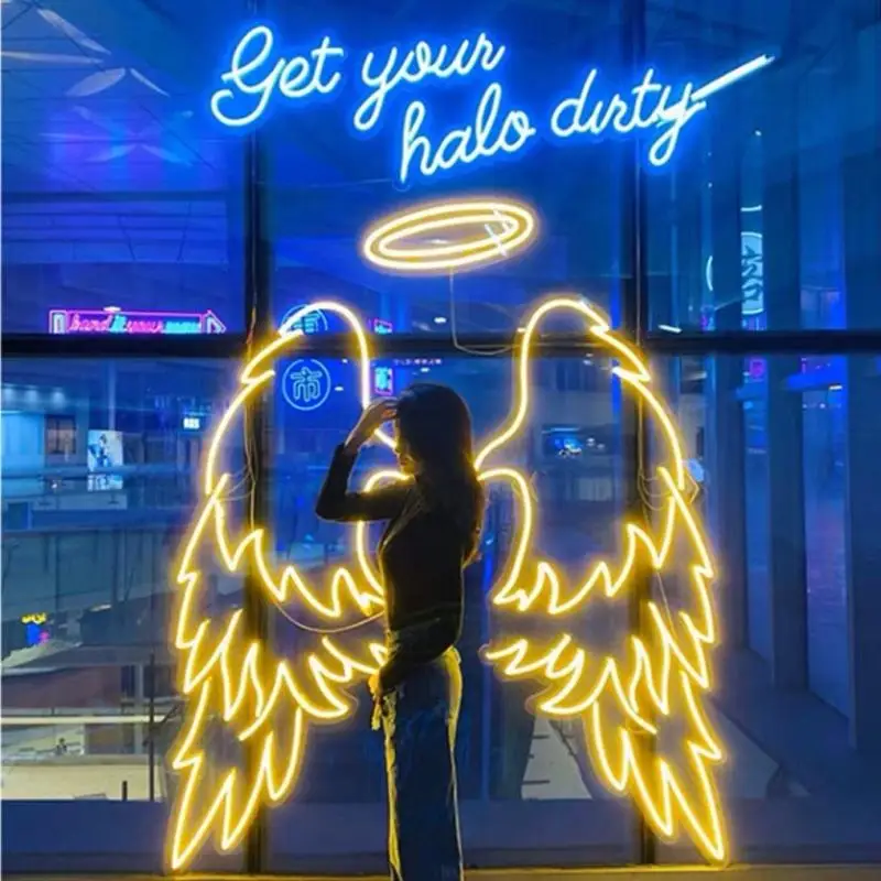 Customized Angel Wings 3D Acrylic Letter LED Neon Sign For Party Decoration