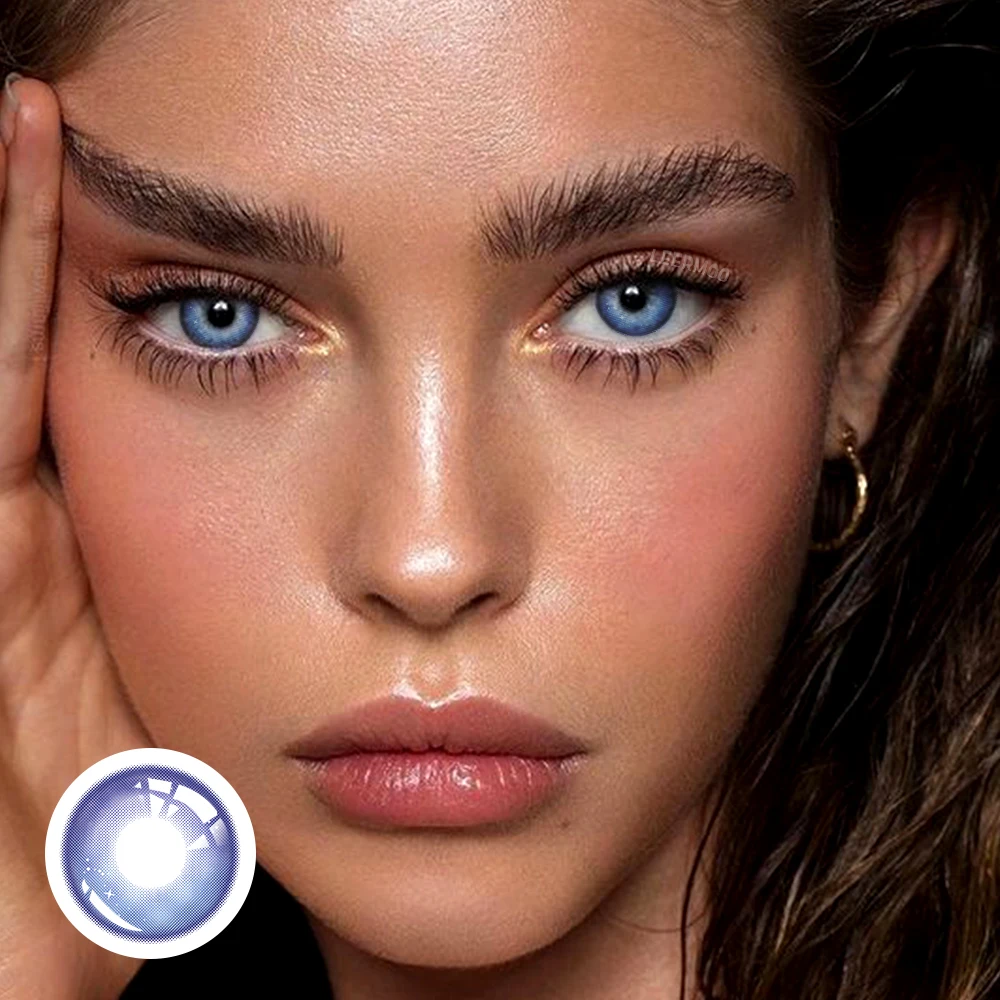 Yearly Use Leermoo Hot Sale Color Lens Genshin Galaxy Soft Colored Prescription Contact Lenses Pink Blue Violet Gray Eyes