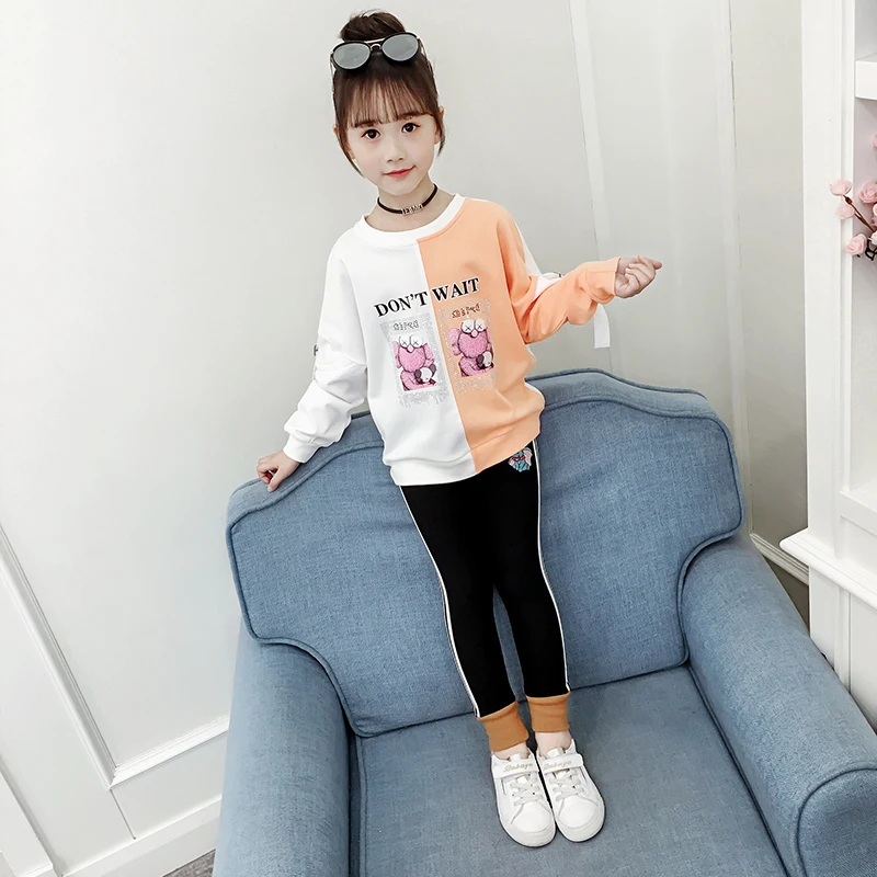 
Wholesale girls cotton fabric autumn children cartoon print long-sleeved T-shirt girls casual shirt 
