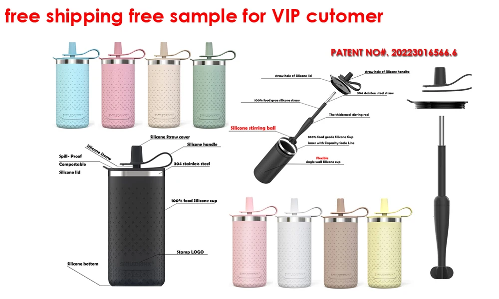 Бесплатный образец экологически чистые многоразовые соломенные чашки для детей с силиконовыми крышками и рукавами силиконовые
