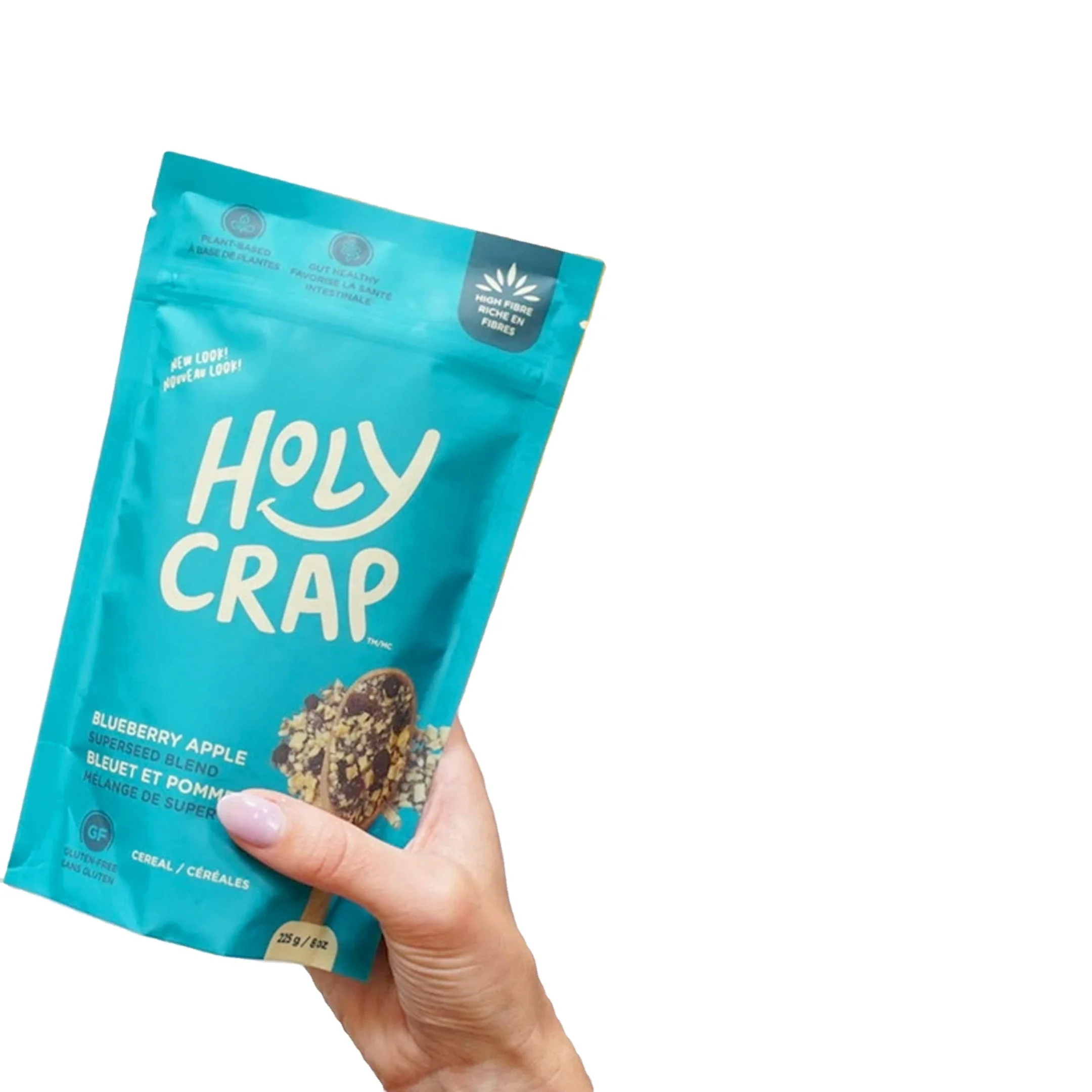 private label custom printing stand up foil zipper pouch edible cereal mylar plastic packaging bags