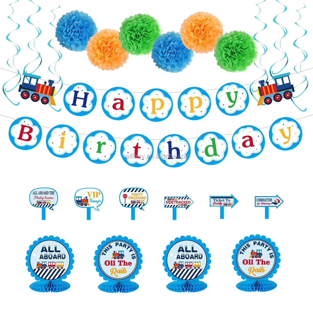 
Train Party Supplies and Decorations with blue banner ,photo booth props for Perfect Train Birthday Party 