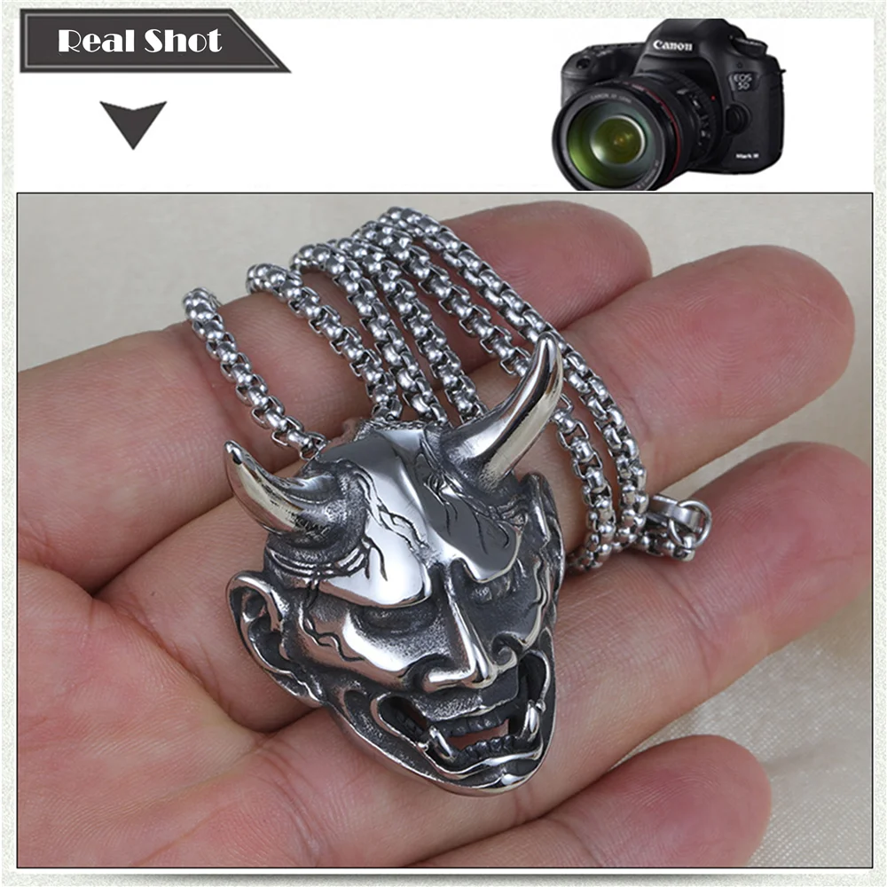 Cinmo Jewelry Horrible Demon Head 316L Stainless Steel Necklace Trendy Devil Shape Pendant Necklace For Men Women Charm Gift