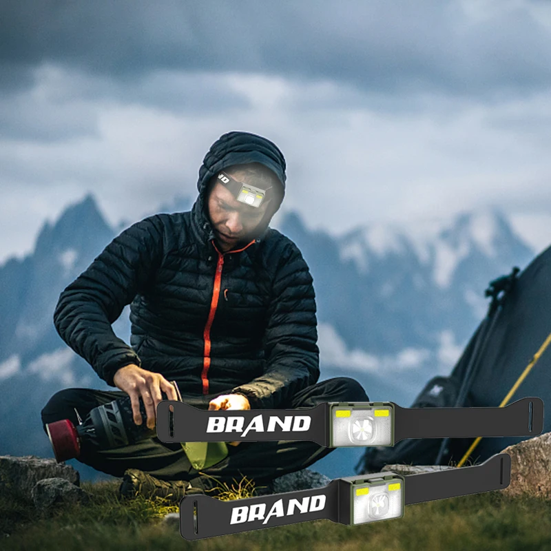 UMIONE Silicone Head Mounted Light Headlight Torch LED Headlamp Head Rechargeable LED Head Lamp