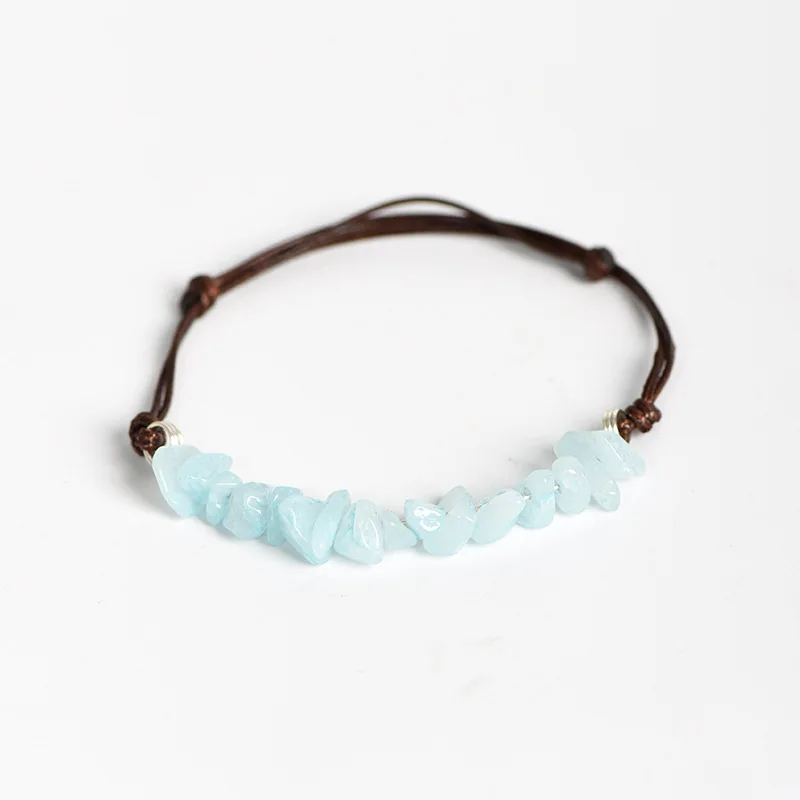 Fashion Women New Hot Natural Chip Stone adjustable Wax Cord Bracelets Thanksgiving day Mom Gifts Inexpensive gemstone Bracelets
