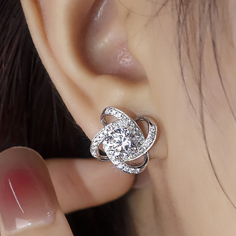 Mishang Fine Jewelry Platinum PT950 1.0ct Round Brilliant Cut Lab Grown Diamond Stud Earrings Lab Diamond Customised Jewelry