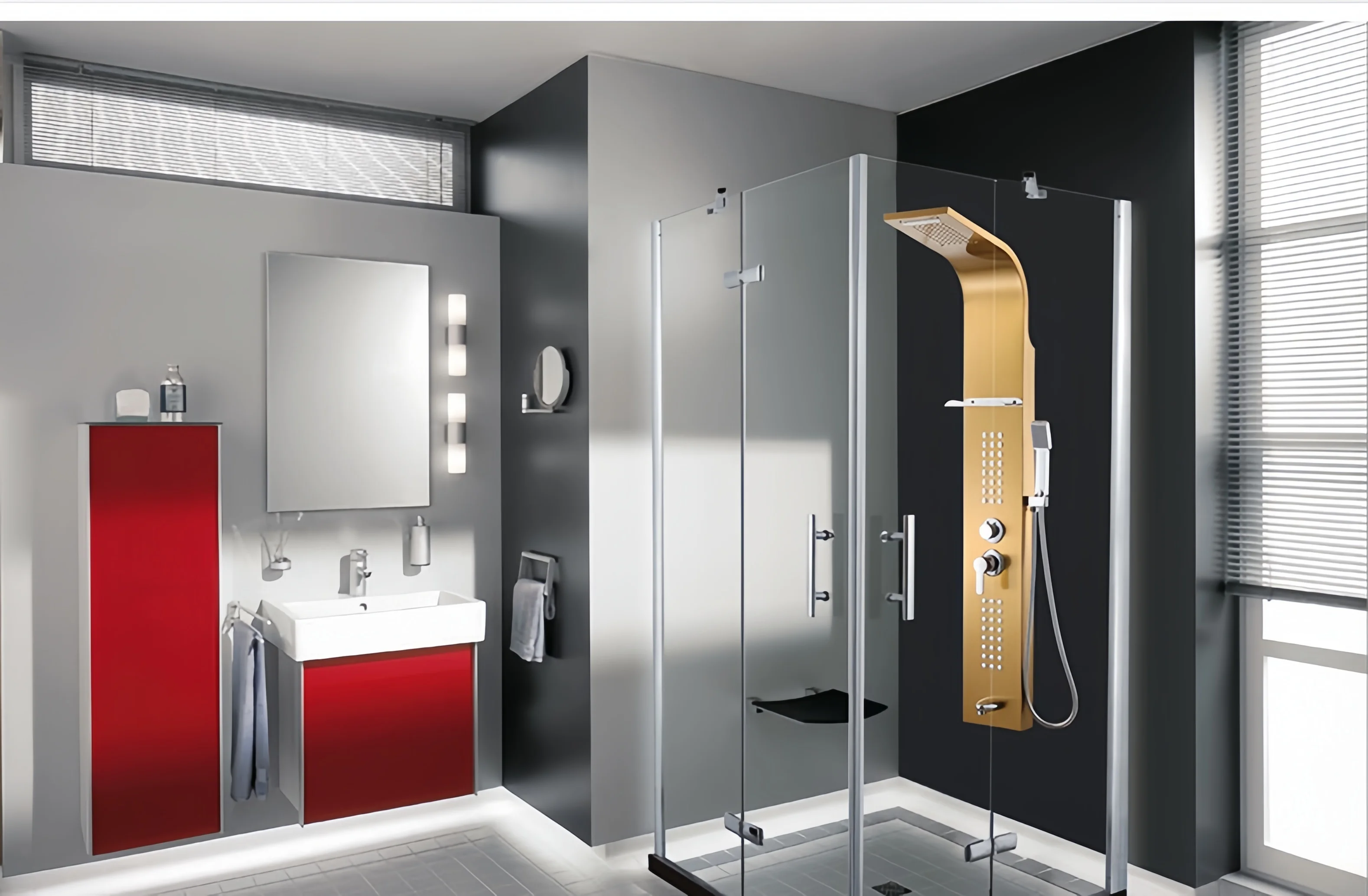 Luxury shower plate bathroom wall mounted stainless steel waterfall multi-function shower board