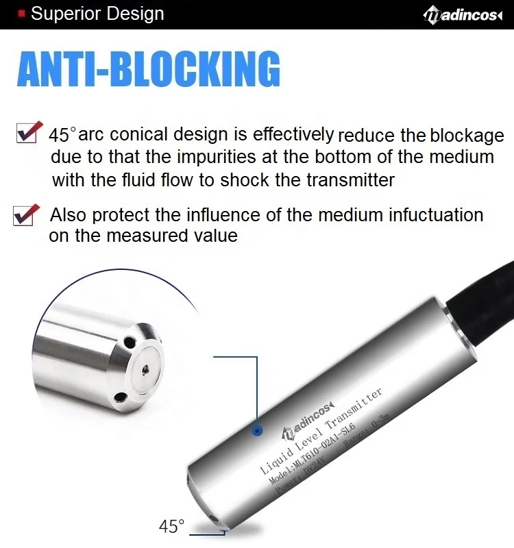 MLT6300:0.2% Throw-in Submersible RS485 4-20ma Hydrostatic Water Liquid Level Sensor Transmitter with Digital LCD Indicator